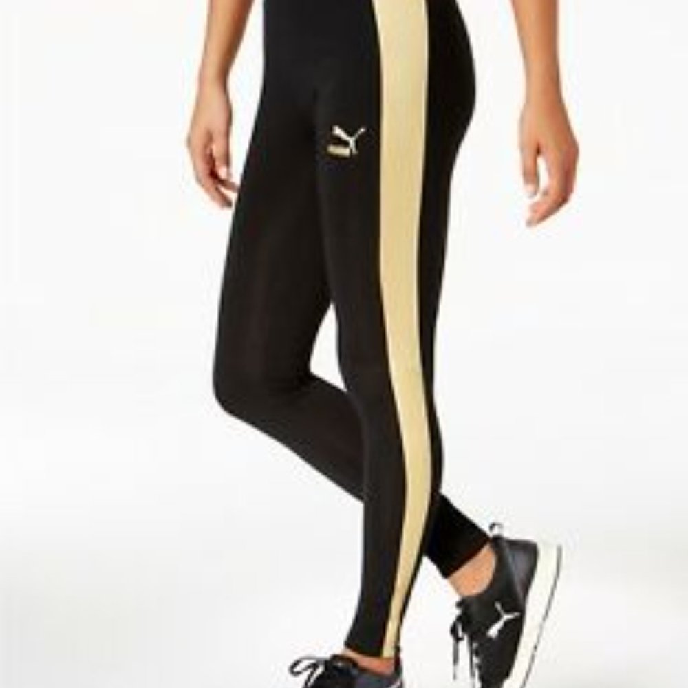 Puma Women's T7 Legging with Gold Stripe